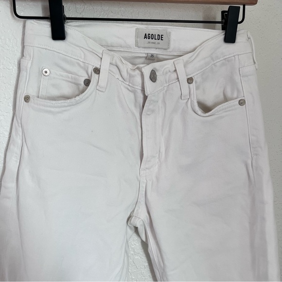 Agolde Toni Mid Rise Distressed Hem Jeans size 25 - Picture 8 of 8
